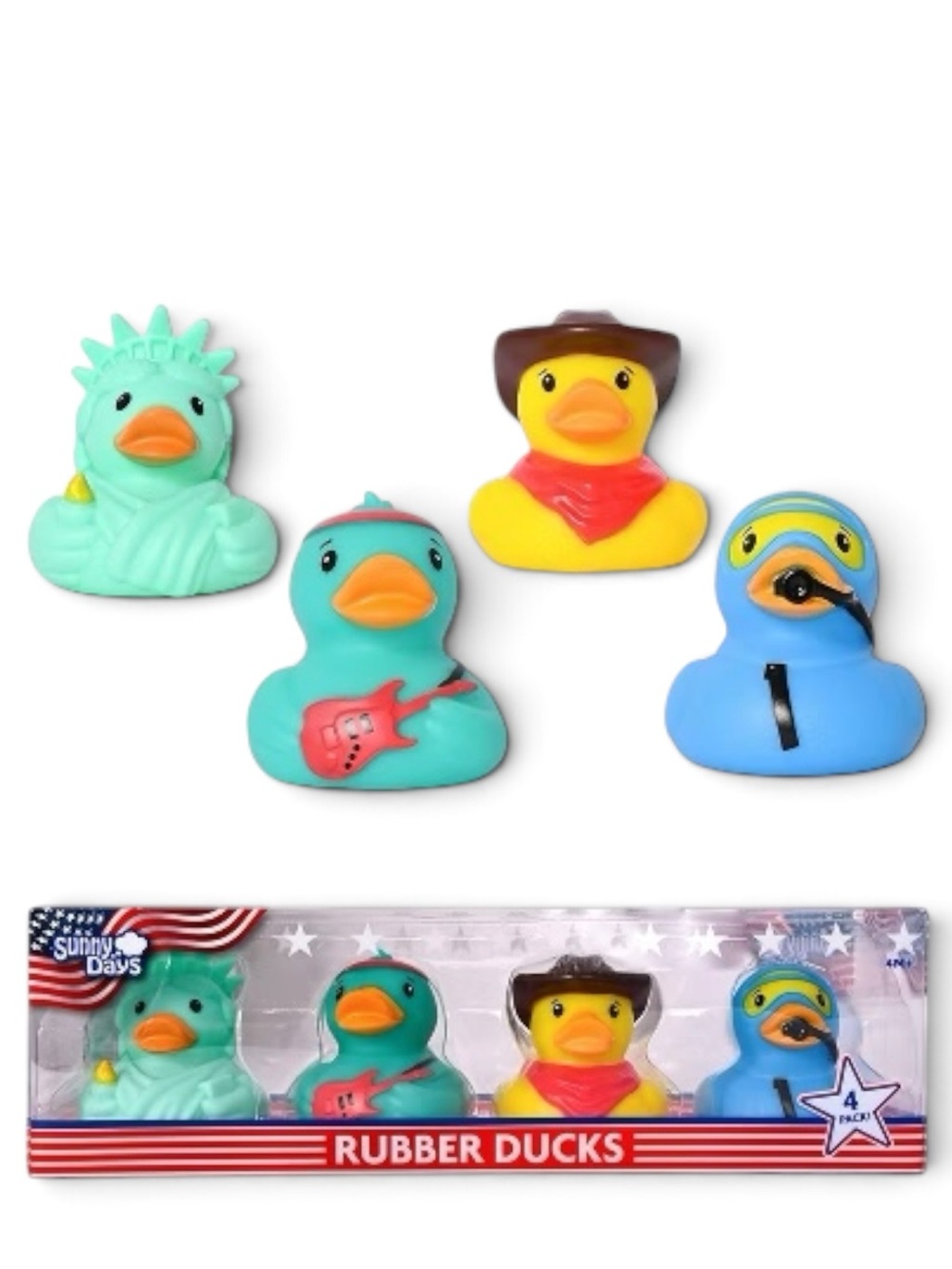 Sunny Days 4 Pack Americana Rubber Ducks